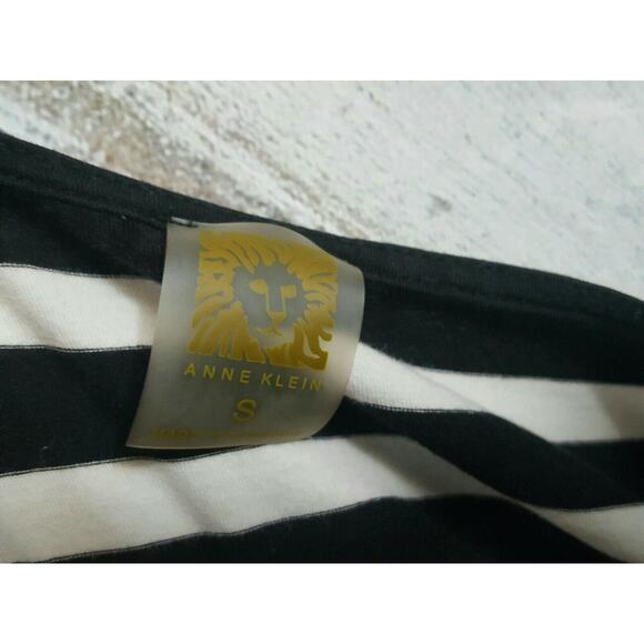 Anne Klein Blouse Women's Size S Black & White Horizontal Stripe Preppy Classic - Picture 6 of 6